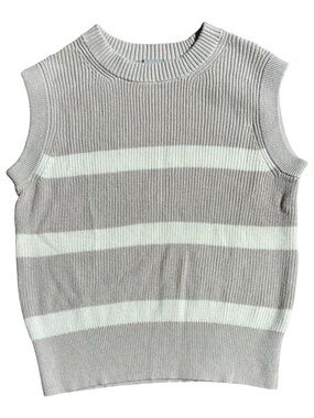 Everlane Organic Cotton Summer Sweater Tank Tan & Cream